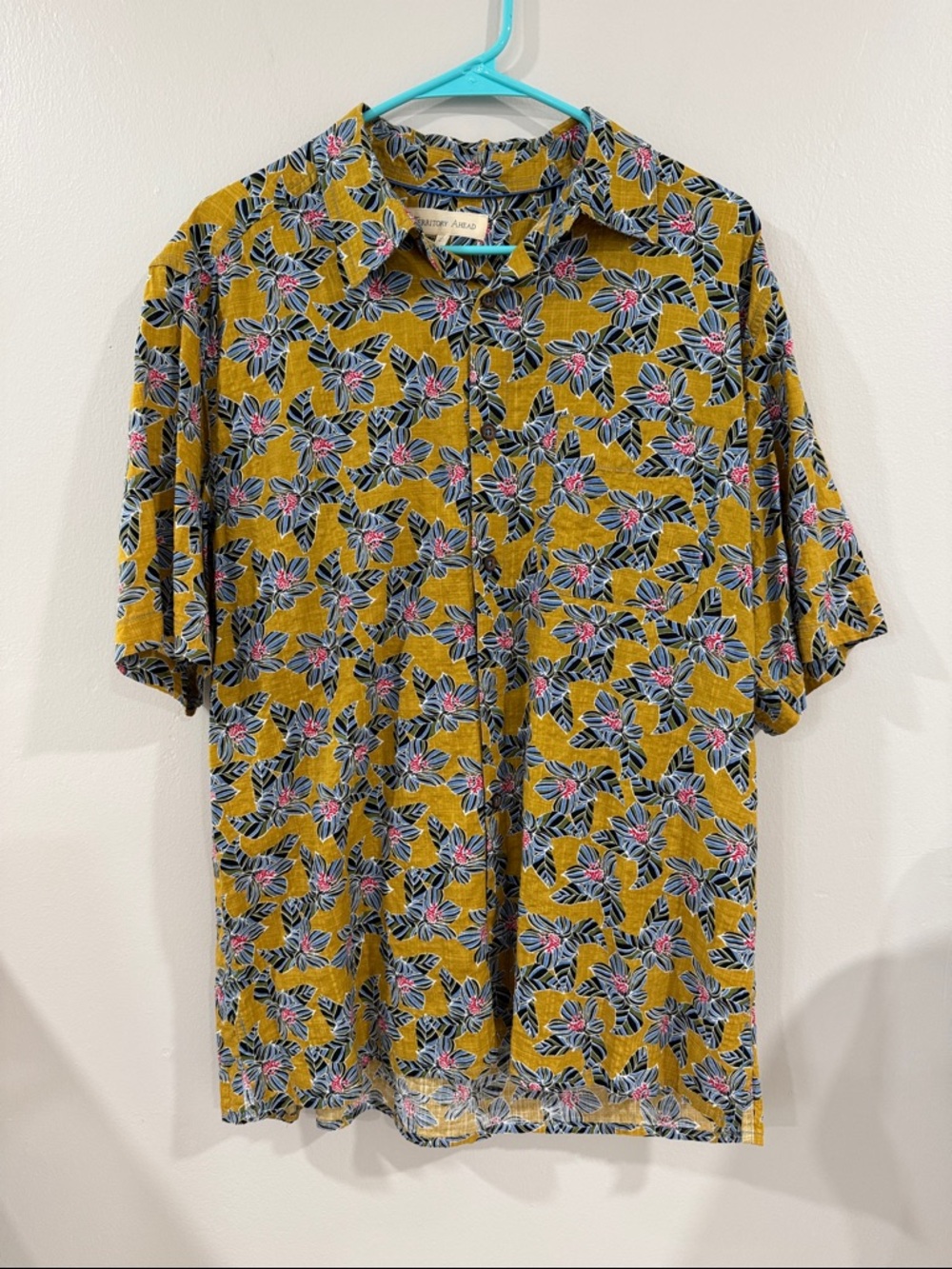 Men's Territory Ahead Casual Mustard Floral Short-Sleeve button down Shirt